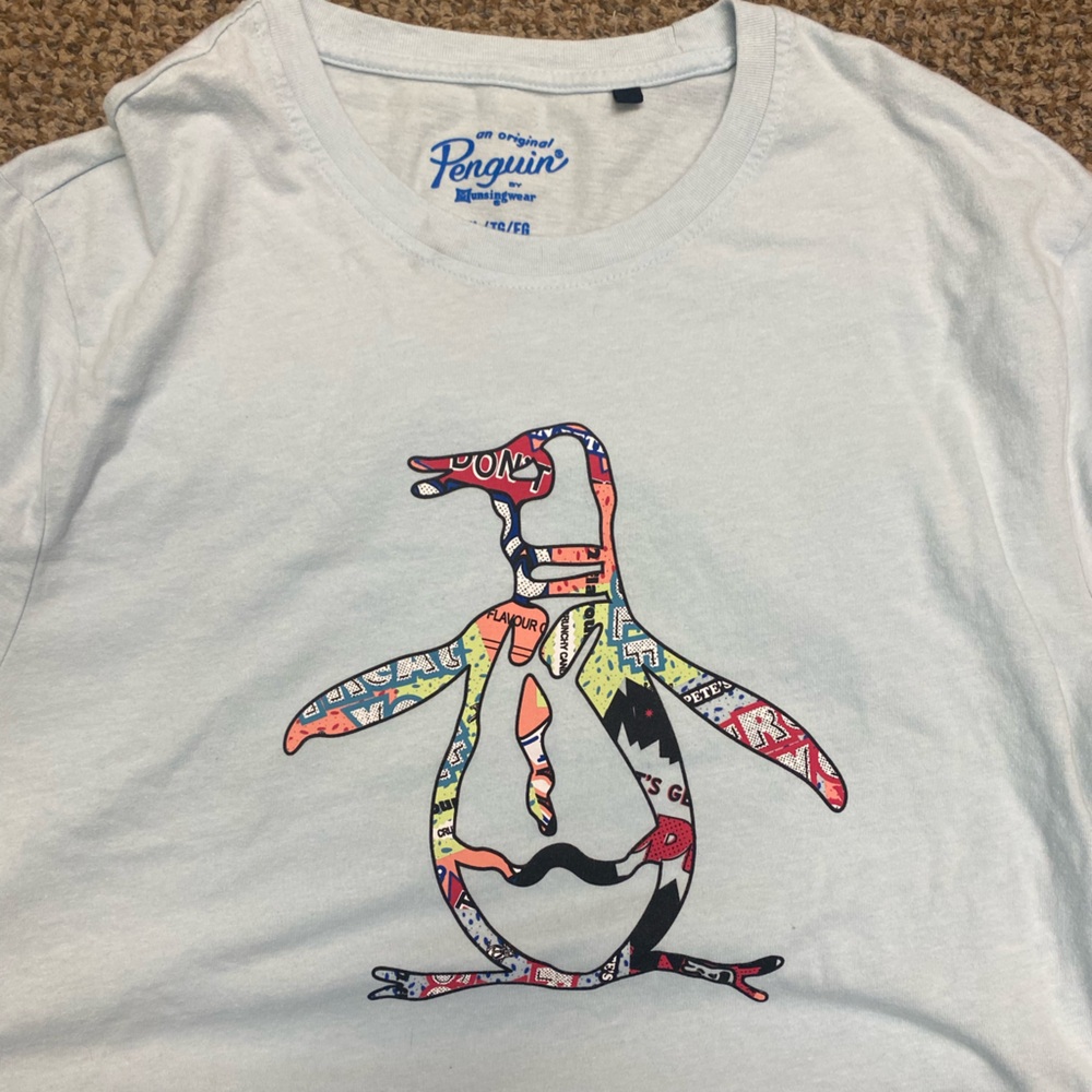 Original Penguin Munsingwear T Shirt SS Logo Pale Blue Cotton XL B14-22